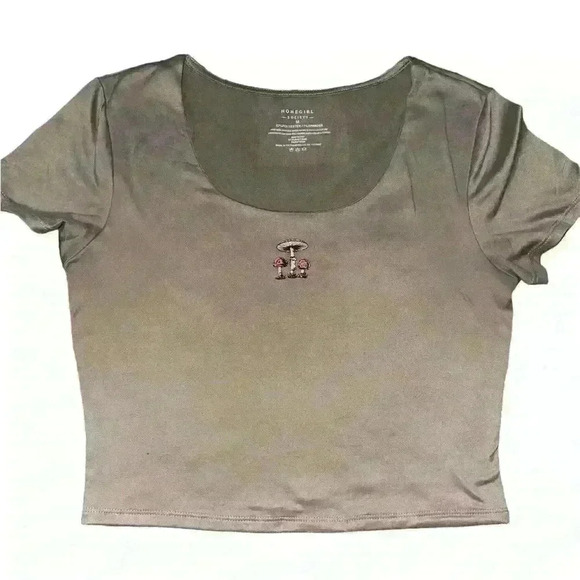 Brown Mushroom Crop Top - Picture 1 of 3